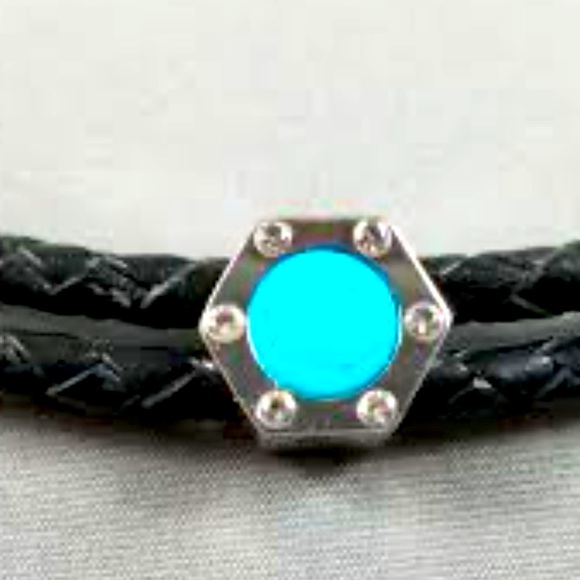 LIZA Schwartz leather choker with genuine turquoise brand new - Picture 13 of 13